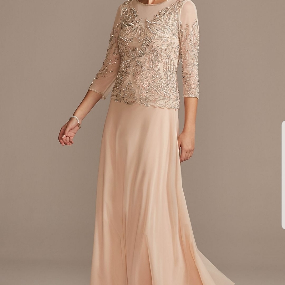 Pisarro Nights Sequined and Beaded Long Dress10 - Picture 1 of 13